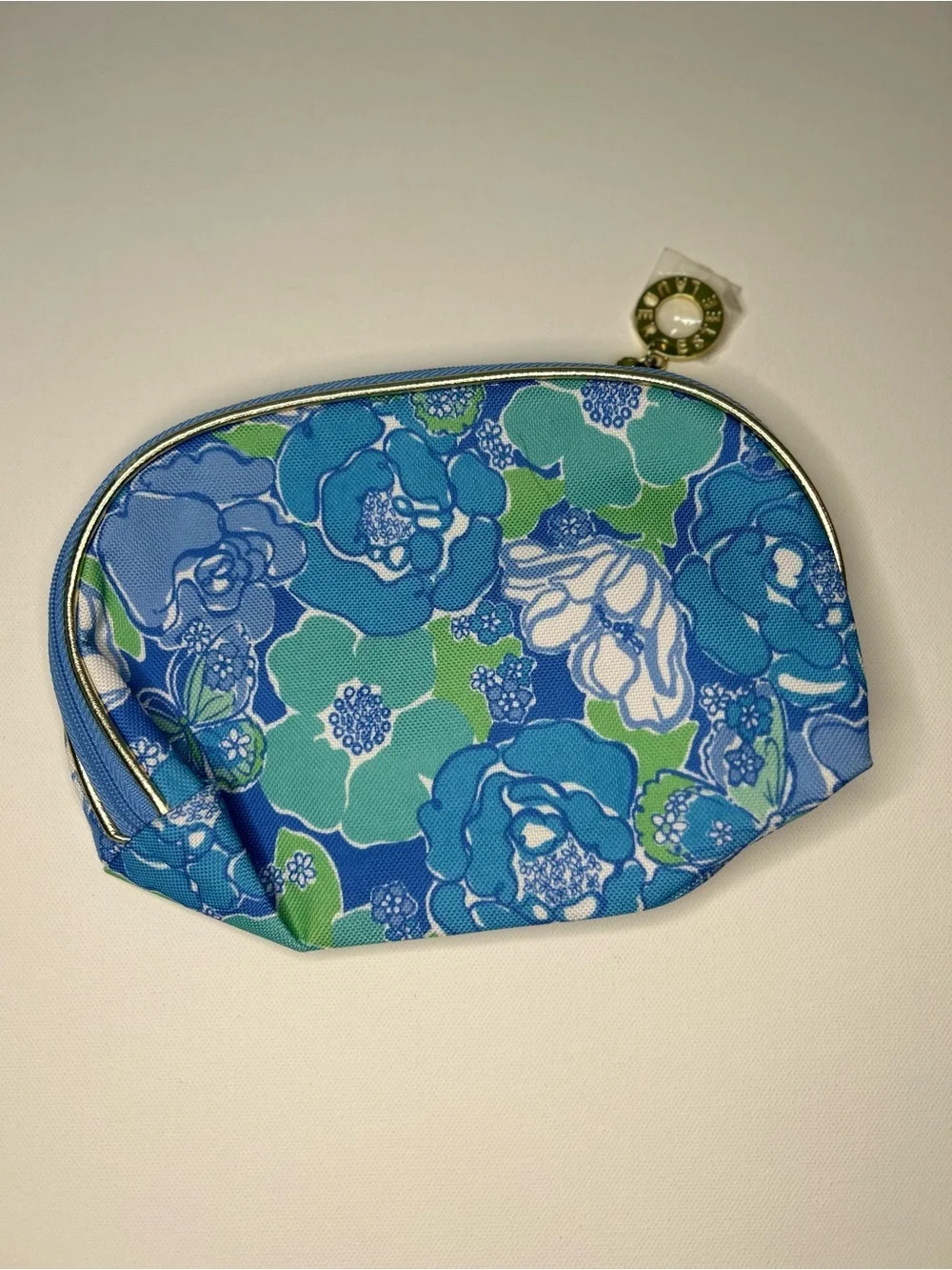 Lilly Pulitzer x Estee Lauder Blue Floral Butterfly Cosmetic Makeup Bag Pouch